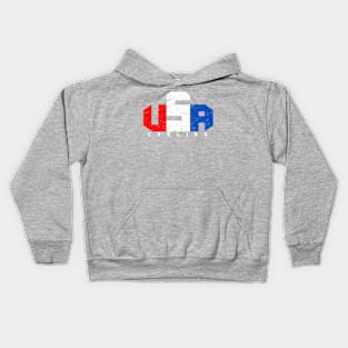 USA Curling Red White and Blue Curling Stone Kids Hoodie